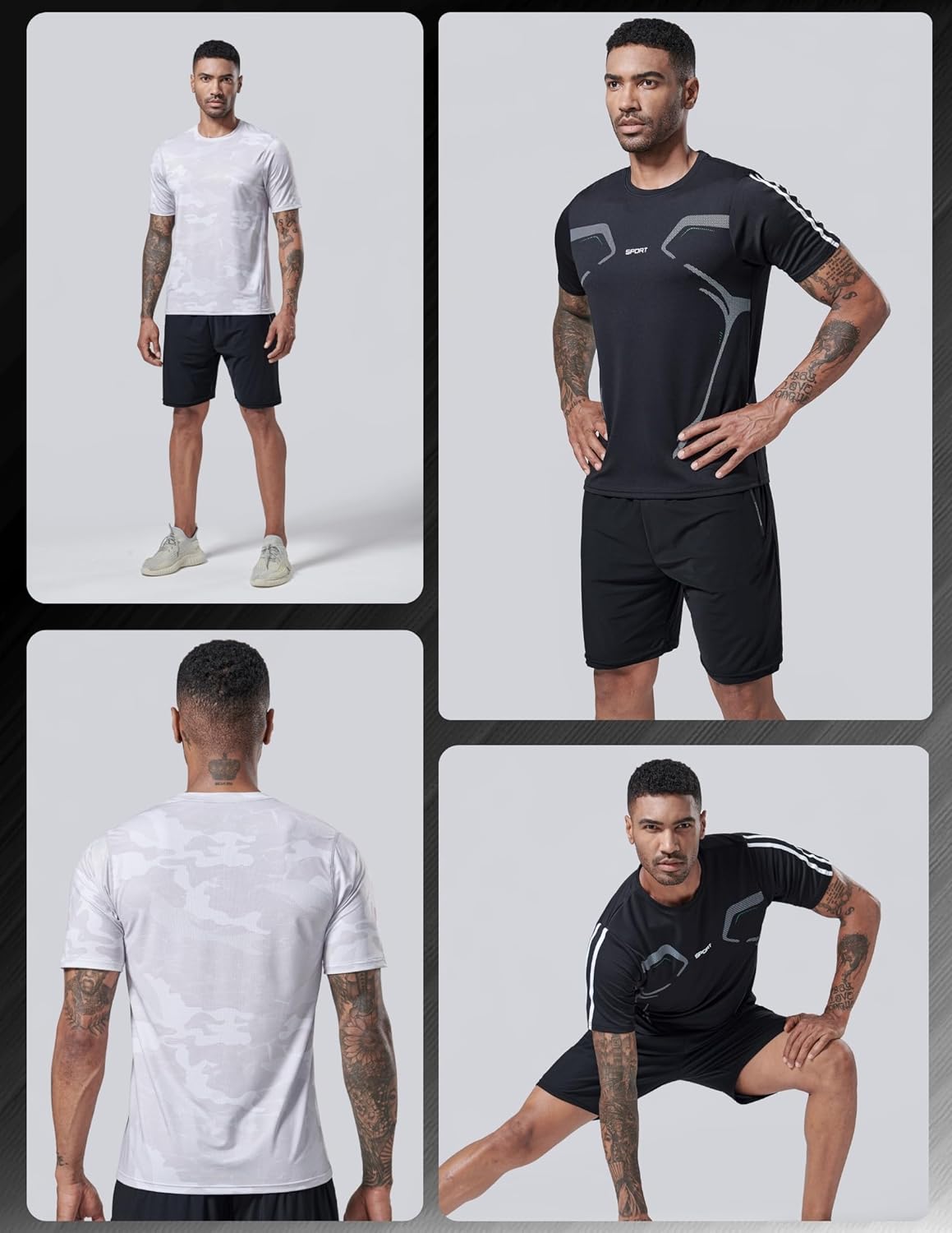 5 Pack Men’S Active Quick Dry Crew Neck T Shirts | Athletic Running Gym Workout Short Sleeve Tee Tops Bulk