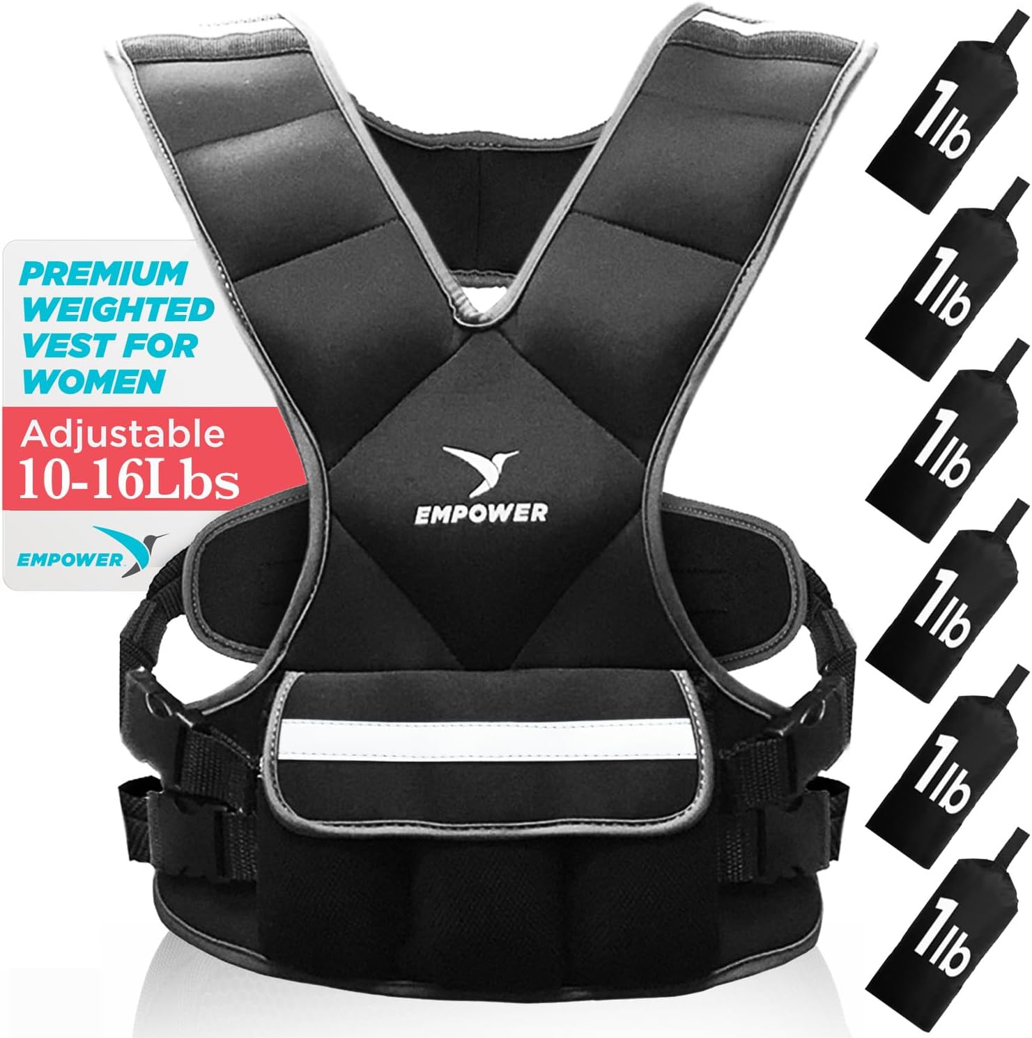 Weighted Walking Vest for Women with Reflective Strips – Fixed 8Lbs, Adjustable 4-10Lbs (4 In1) or Adjustable10-16Lbs (4 in 1), Strengthen Muscles, Boost Bone Health, and Burn More Calories for Workout