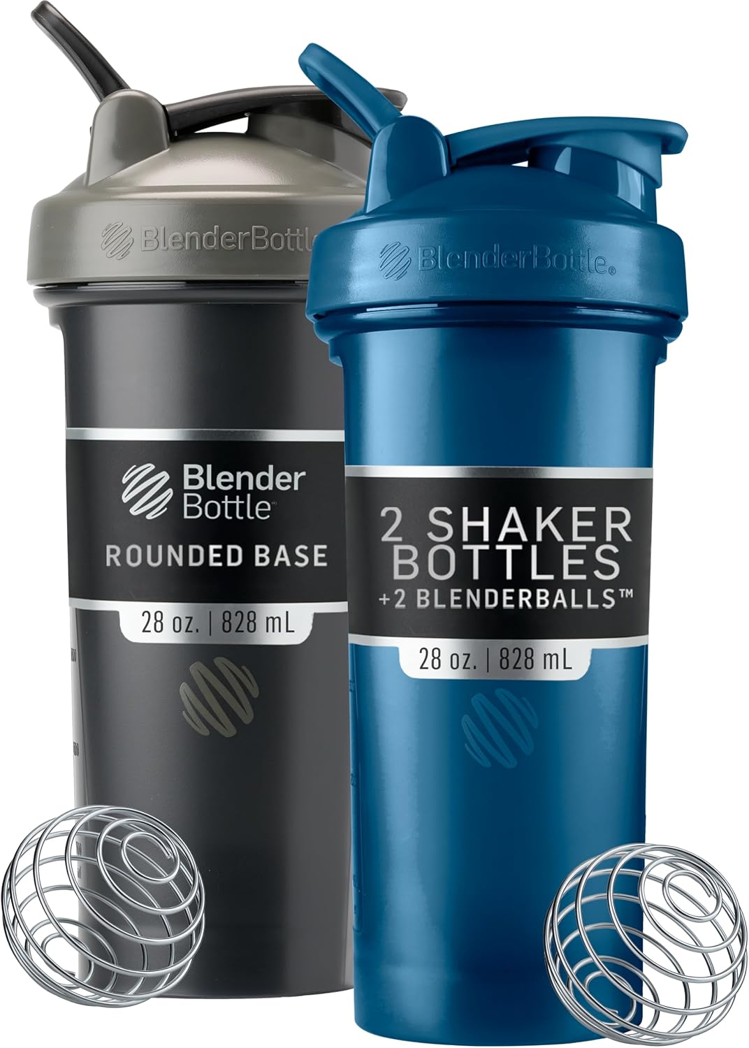 Classic V2 Shaker Bottle Perfect for Protein Shakes and Pre Workout, 28-Ounce (2 Pack), Black and Navy